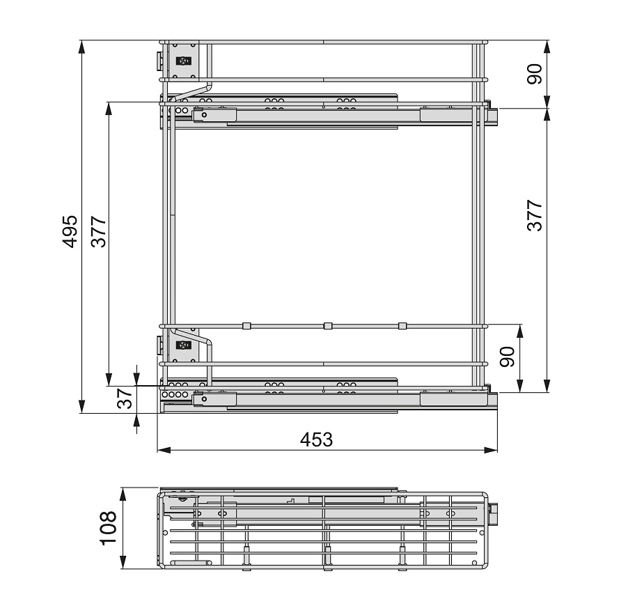 Cestello da cm10 estrazione totale ammortizzato Emuca 8354025