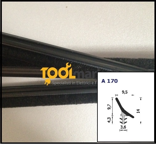 set guarnizione e spazzolini per kit stipite scorrevole 5m/a170 - 3pz da 10mm