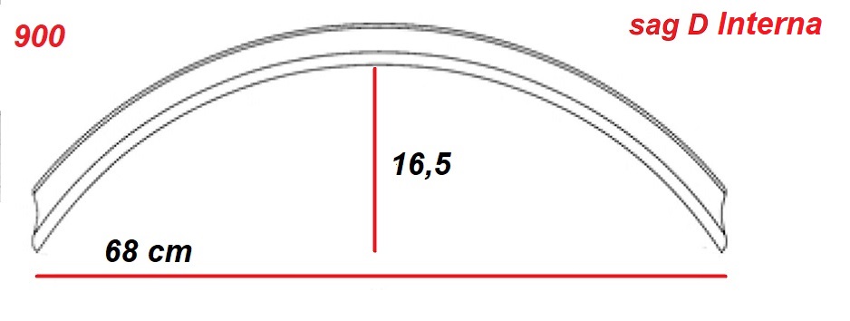 Fermavetro 1/4 di cerchio curva sagoma D  interna in Rovere