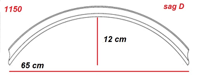 Fermavetro 1/4 di cerchio curva sagoma D  interna in Rovere