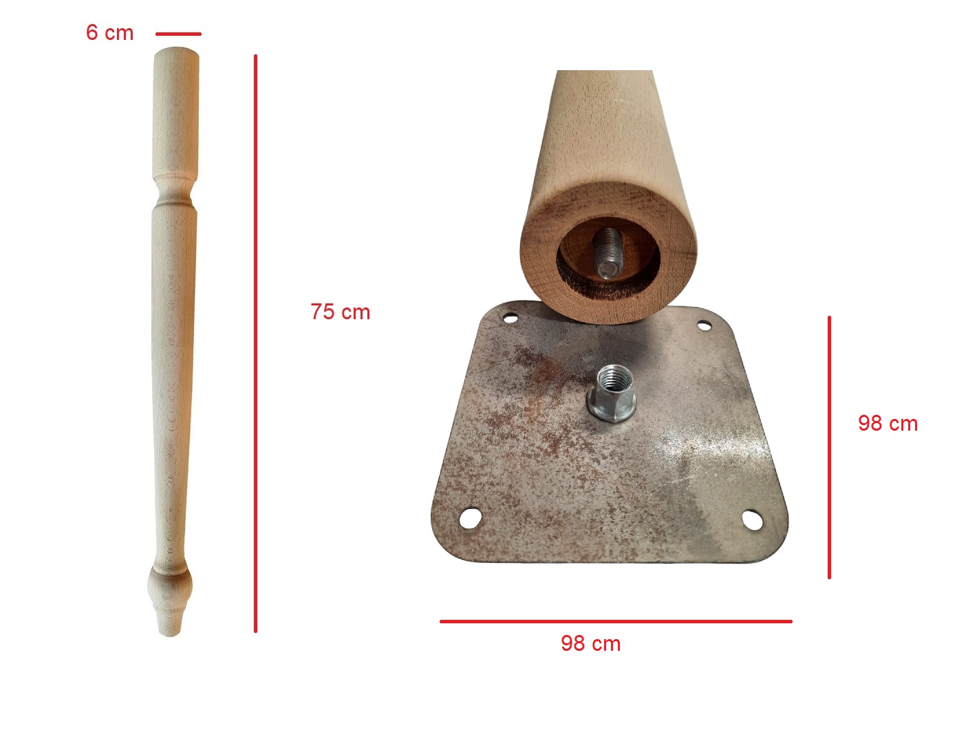 Gamba tavolo tornita Ø 60  H. 75 cm