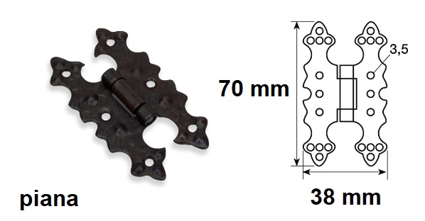 Cerniera nera PIANA in ferro battuto forma H Comferut 