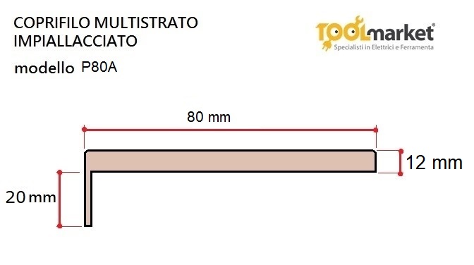 Coprifilo piano da 80 con aletta Tanganica 2.25mt