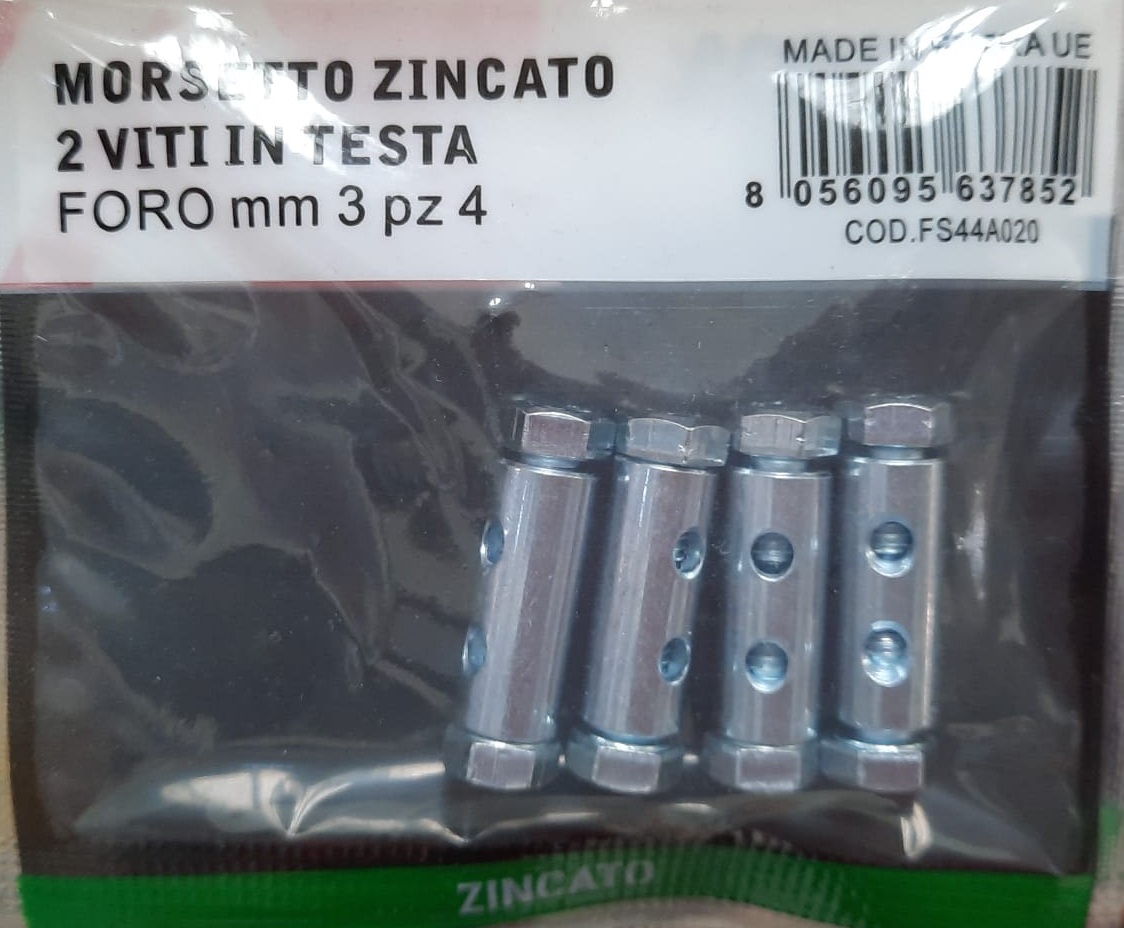 Morsetto zincato 2 viti in testa mm 3 PZ 4