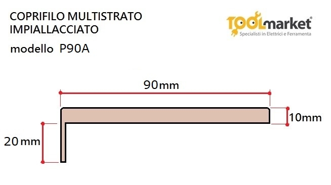 Coprifili Mostrine Stipiti per porte: Coprifilo Mostrina Noce Tanganika  Piatta Impiallacciata Con Aletta mm 90 x 10 x 2250