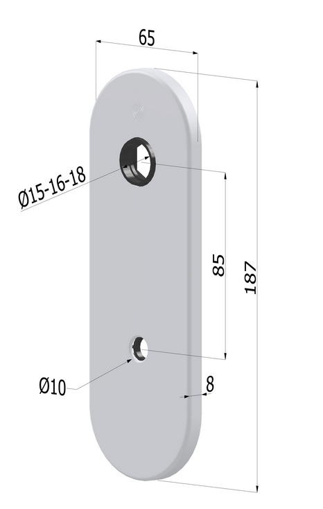 Kit placca 4503 KCS 65x187x8 mm codolo cilindro in ottone cromo satinato CS