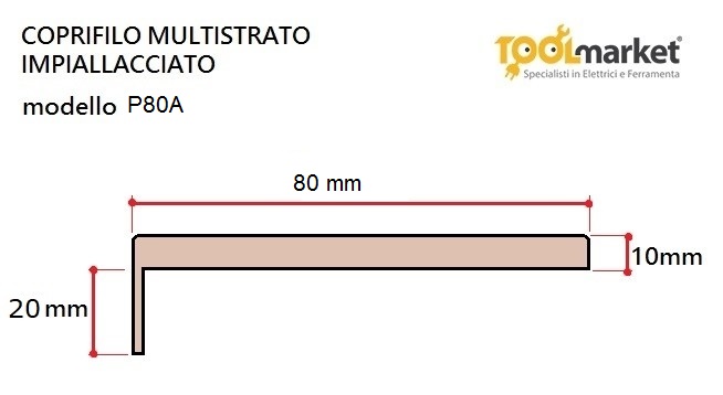 Coprifilo piano da 80 con aletta Tanganica 2.25mt