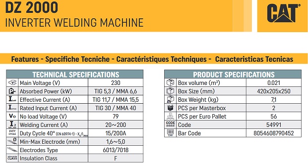 Saldatrice Caterpillar DZ 2000 da 200Amp  