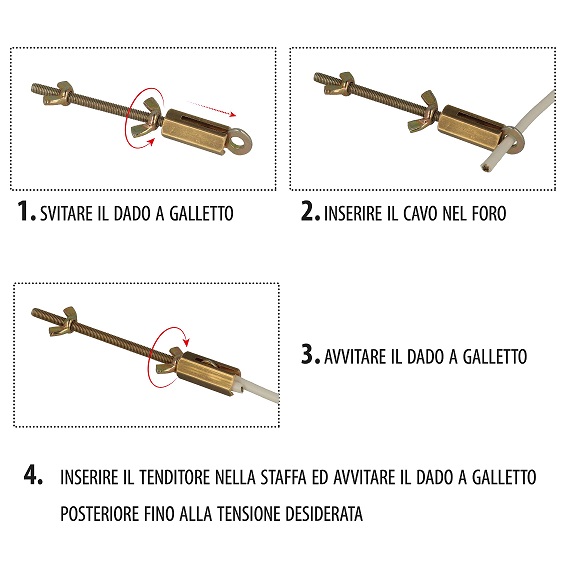 Tenditore a galletto Ø 6 mm composto da 2 pezzi