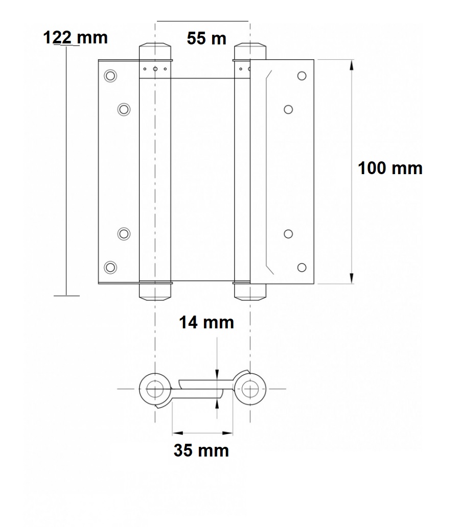 Cerniera Bommer doppia azione 100mm acc nikelato